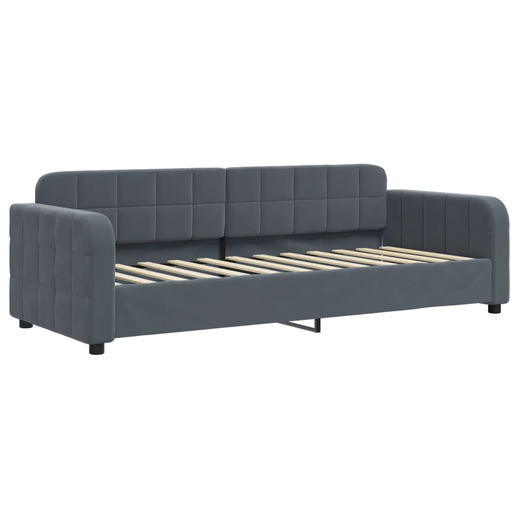 vidaXL Pat de zi cu extensie și sertare gri închis 80x200 cm catifea vidaXL Pat de zi cu extensie și sertare gri închis 80x200 cm catifea