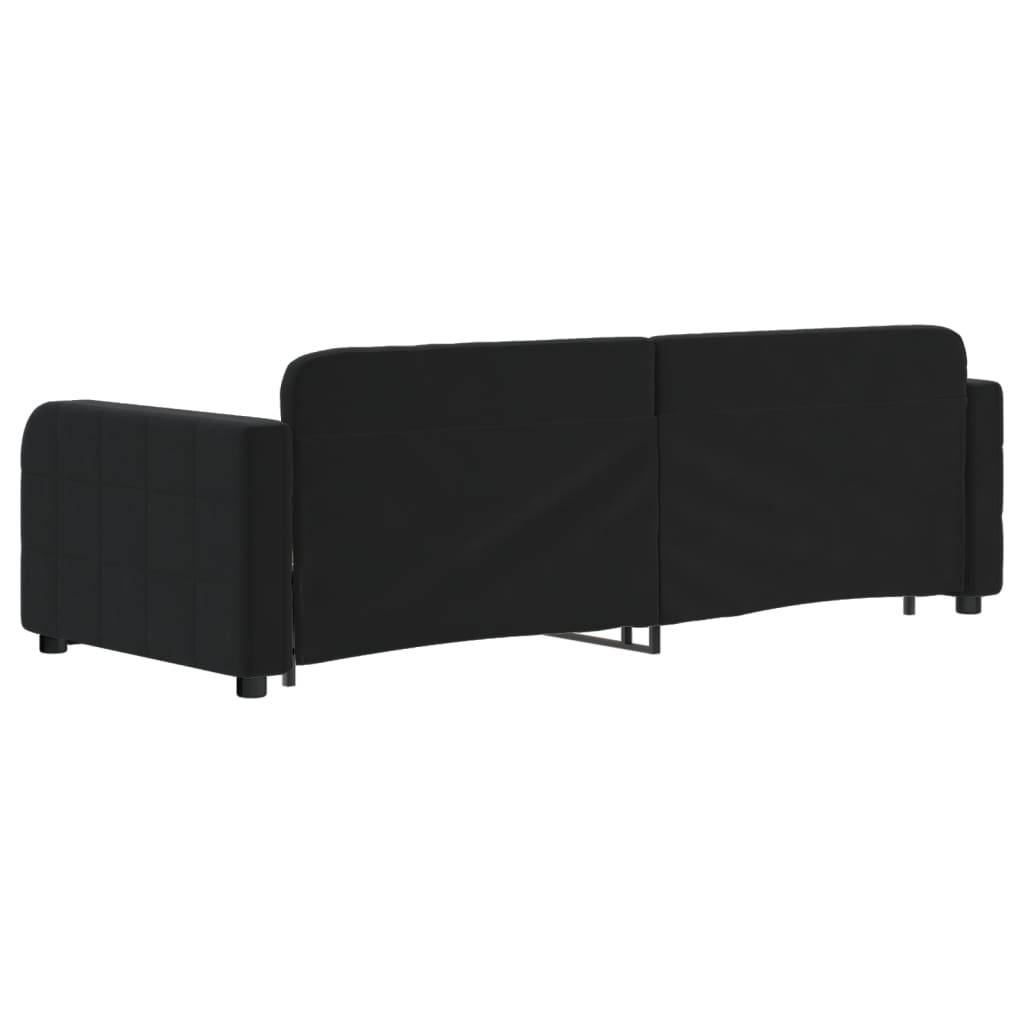 vidaXL Pat de zi cu extensie și sertare, negru, 80x200 cm, catifea