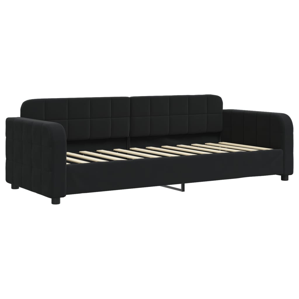 vidaXL Pat de zi cu extensie și sertare, negru, 80x200 cm, catifea