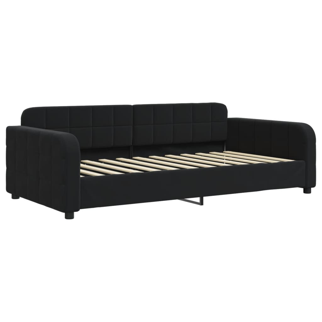 vidaXL Pat de zi cu extensie și sertare, negru, 90x200 cm, catifea vidaXL Pat de zi cu extensie și sertare, negru, 90x200 cm, catifea