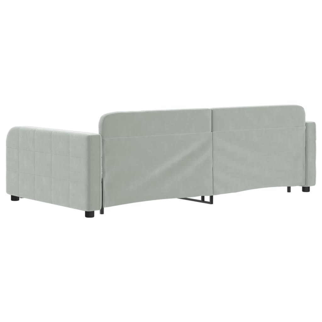 vidaXL Pat de zi cu extensie și sertare gri deschis 100x200 cm catifea