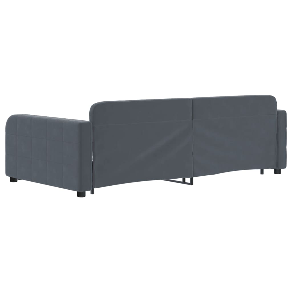 vidaXL Pat de zi cu extensie și sertare gri închis 100x200cm catifea