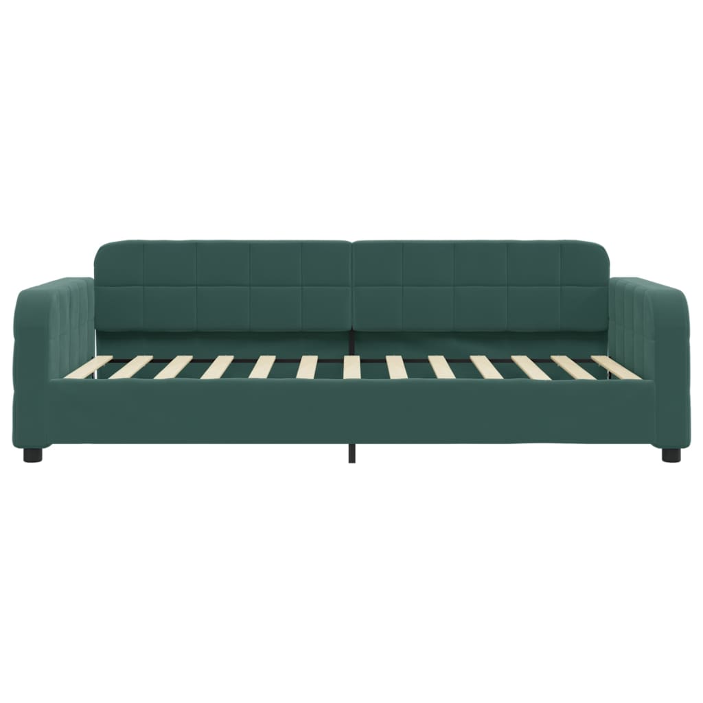 vidaXL Pat de zi cu extensie și sertare verde închis 100x200cm catifea
