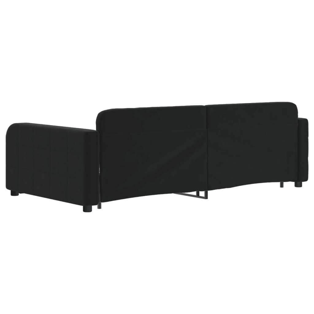 vidaXL Pat de zi cu extensie și sertare, negru, 100x200 cm, catifea