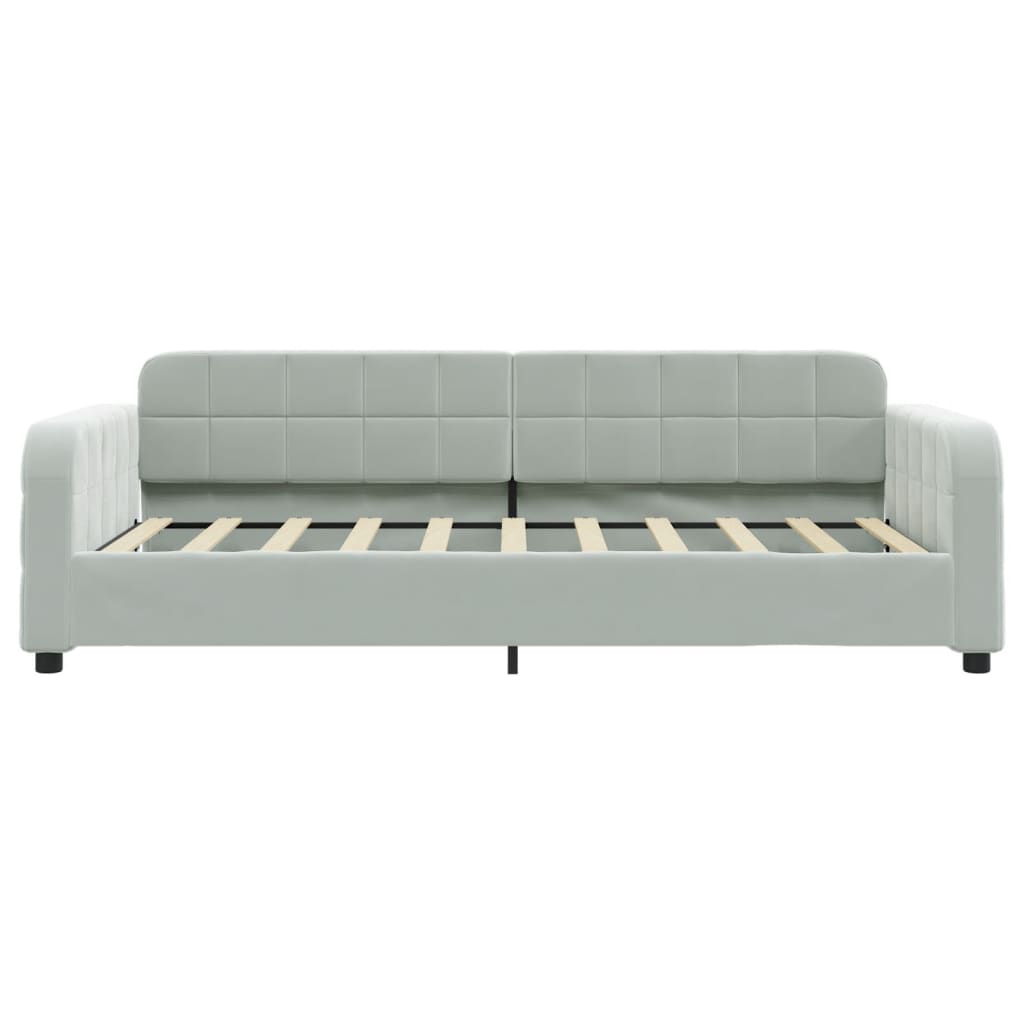 vidaXL Pat de zi cu extensie și sertare, gri deschis 90x190 cm catifea