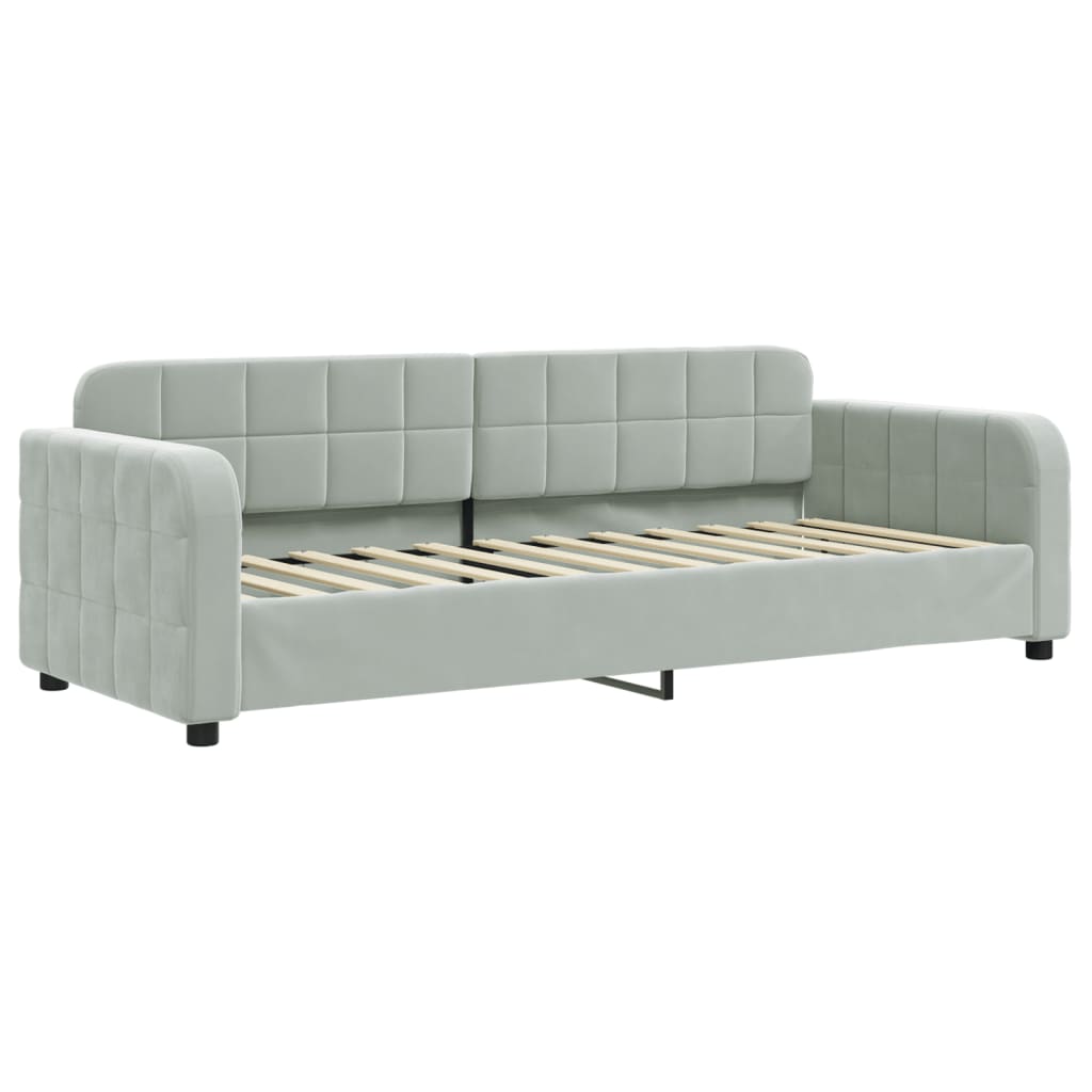 vidaXL Pat de zi cu extensie și sertare, gri deschis 80x200 cm catifea