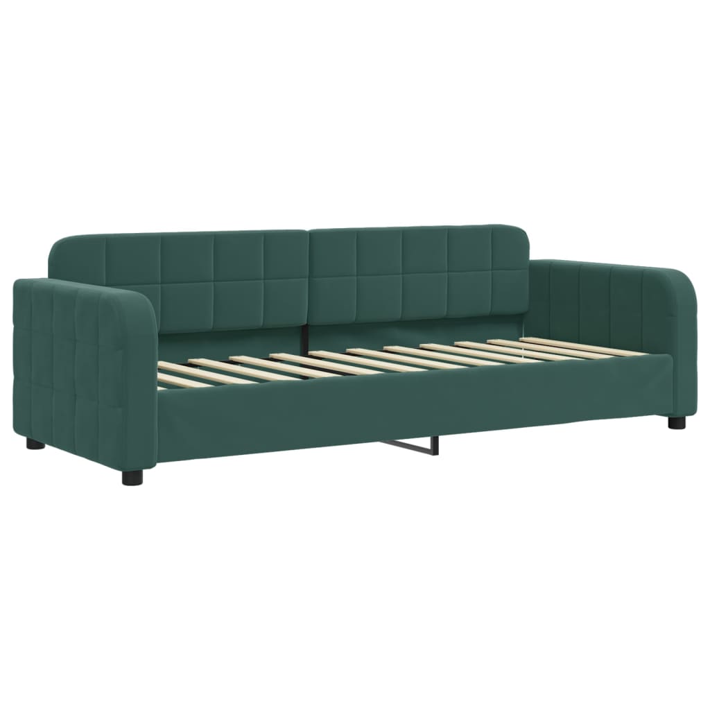 vidaXL Pat de zi cu extensie și sertare verde închis 80x200 cm catifea