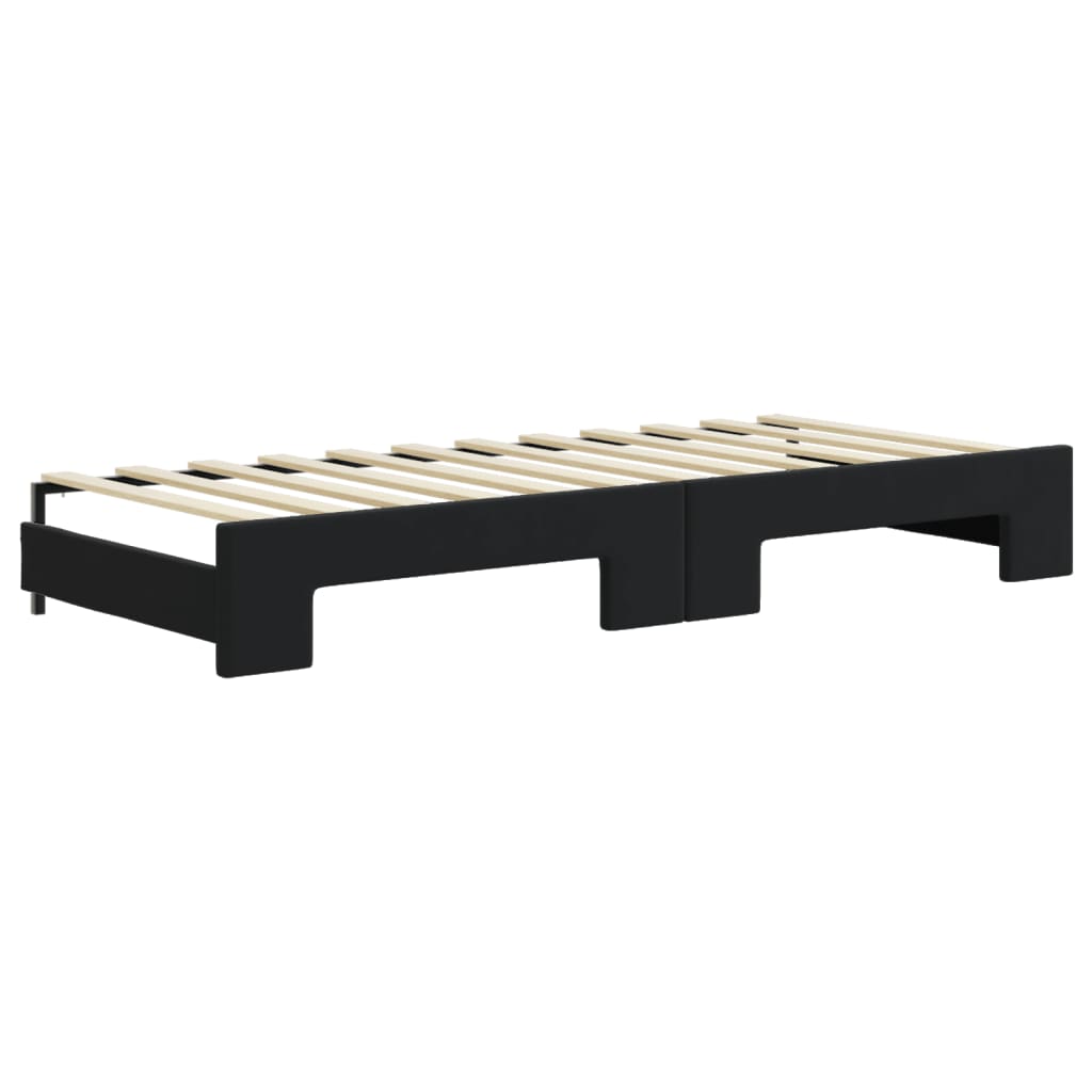 vidaXL Pat de zi cu extensie și sertare, negru, 80x200 cm, catifea vidaXL Pat de zi cu extensie și sertare, negru, 80x200 cm, catifea