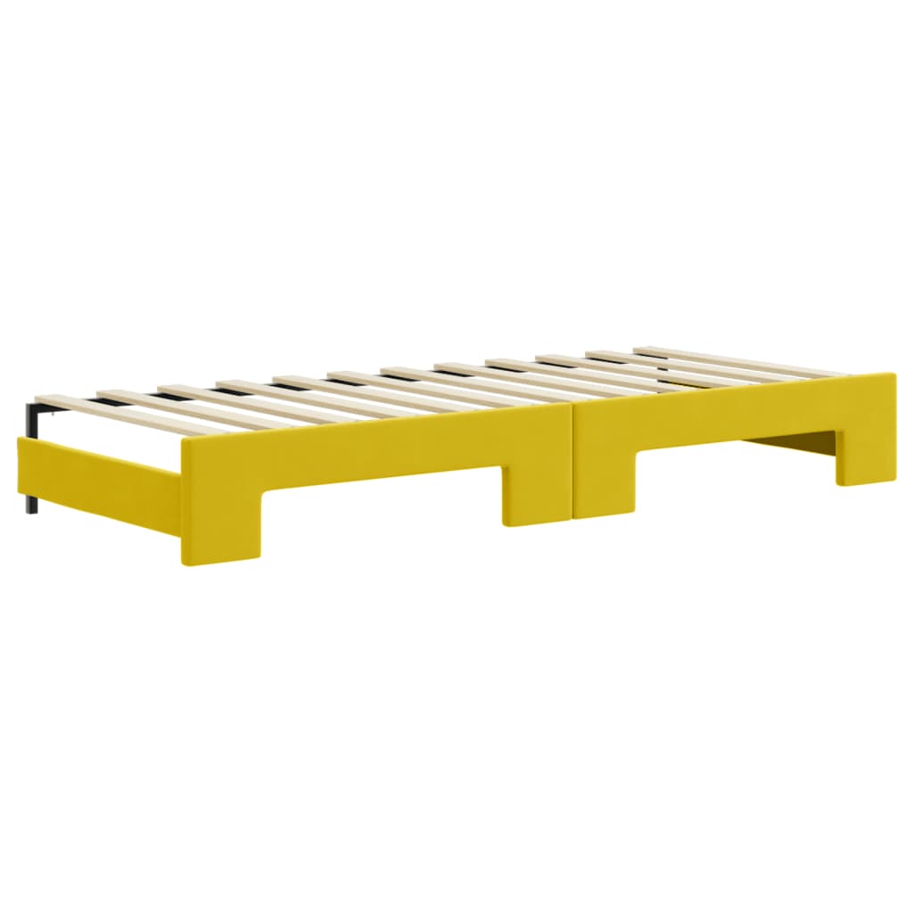 vidaXL Pat de zi cu extensie și sertare, galben, 80x200 cm, catifea vidaXL Pat de zi cu extensie și sertare, galben, 80x200 cm, catifea