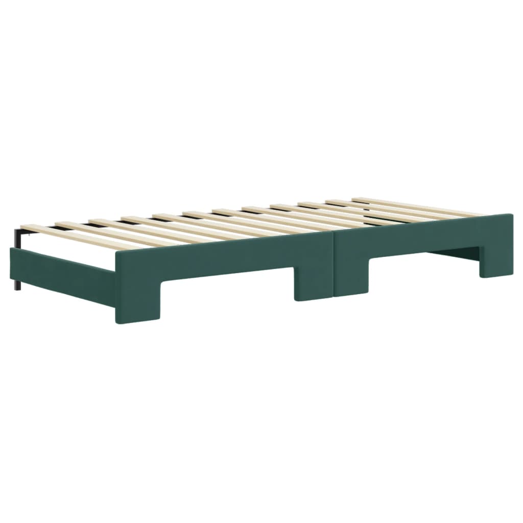 vidaXL Pat de zi cu extensie și sertare verde închis 90x200 cm catifea