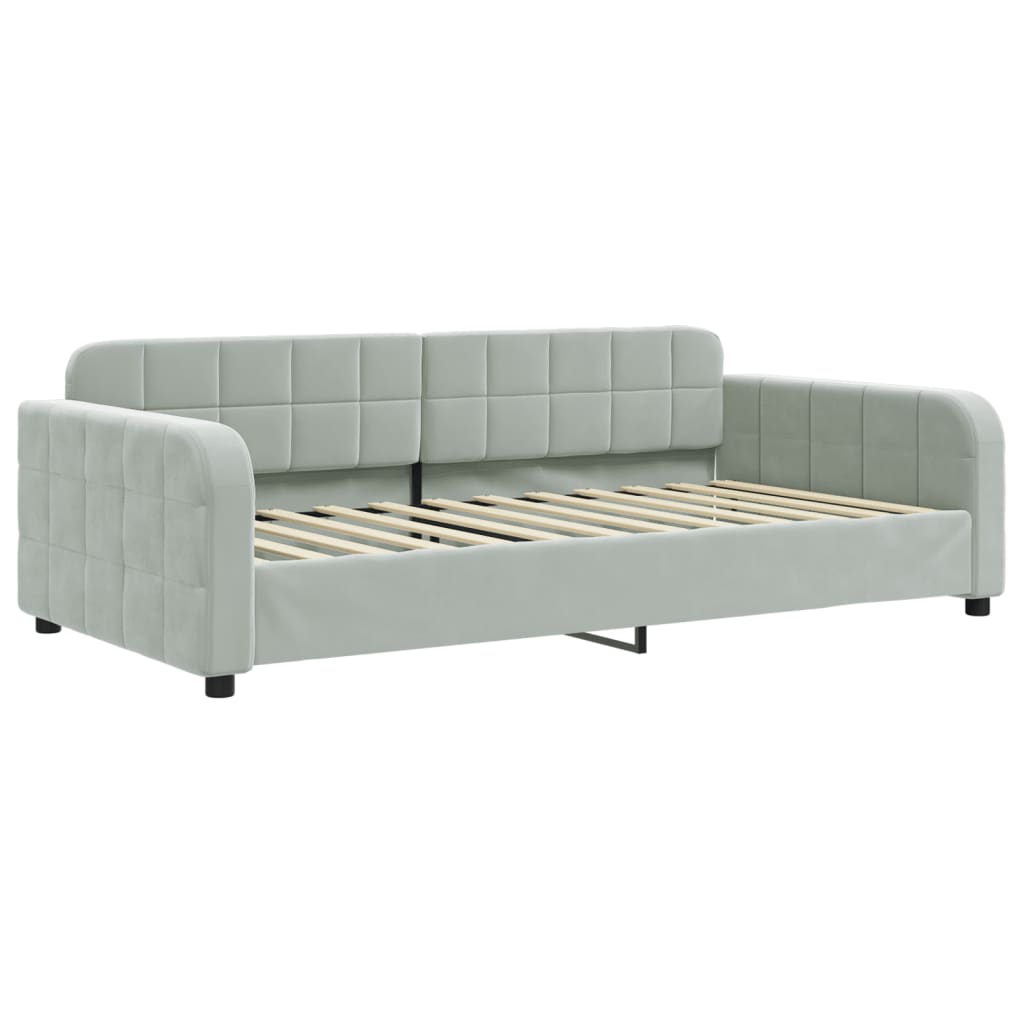 vidaXL Pat de zi cu extensie și sertare gri deschis 100x200 cm catifea