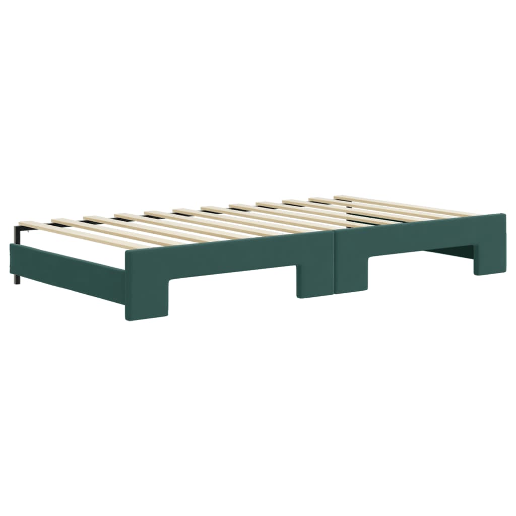 vidaXL Pat de zi cu extensie și sertare verde închis 100x200cm catifea