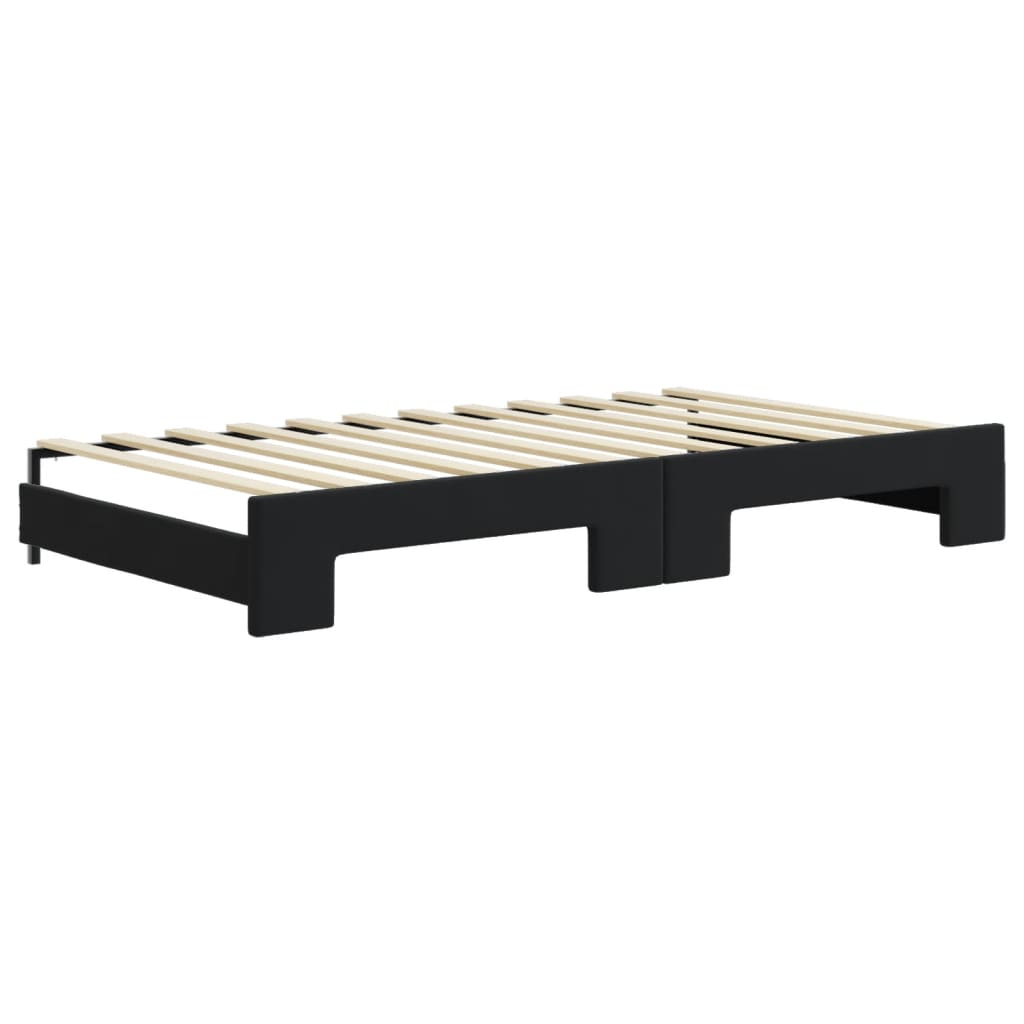 vidaXL Pat de zi cu extensie și sertare, negru, 100x200 cm, catifea vidaXL Pat de zi cu extensie și sertare, negru, 100x200 cm, catifea