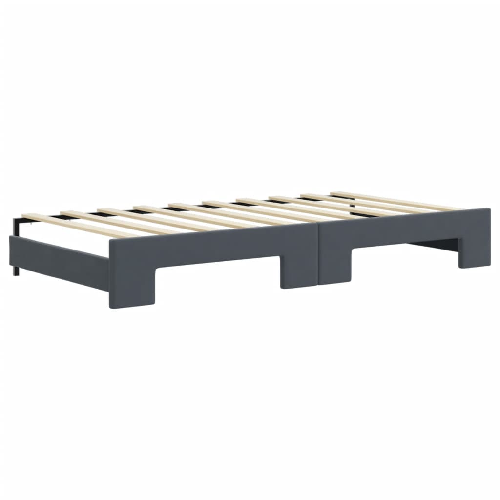 vidaXL Pat de zi cu extensie și sertare, gri închis, 90x190cm catifea