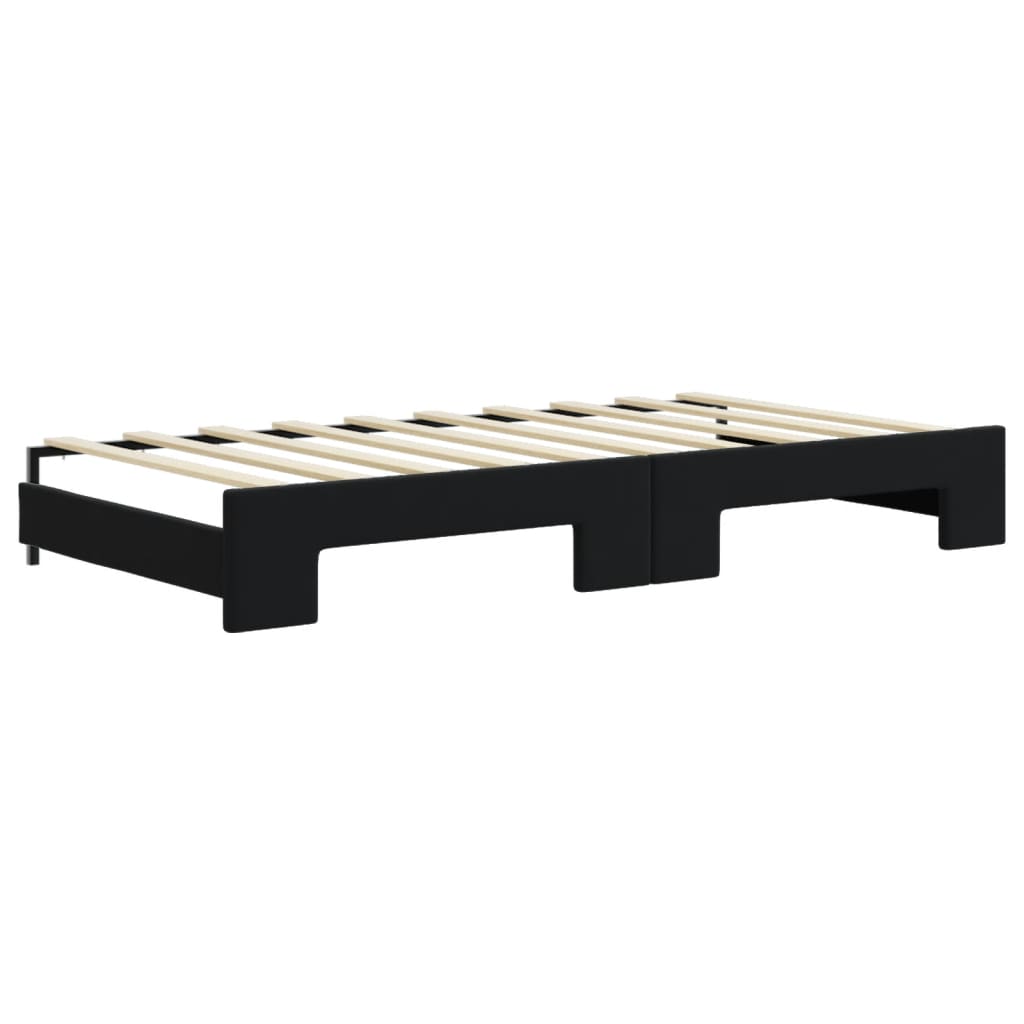 vidaXL Pat de zi cu extensie și sertare, negru, 90x190 cm, catifea