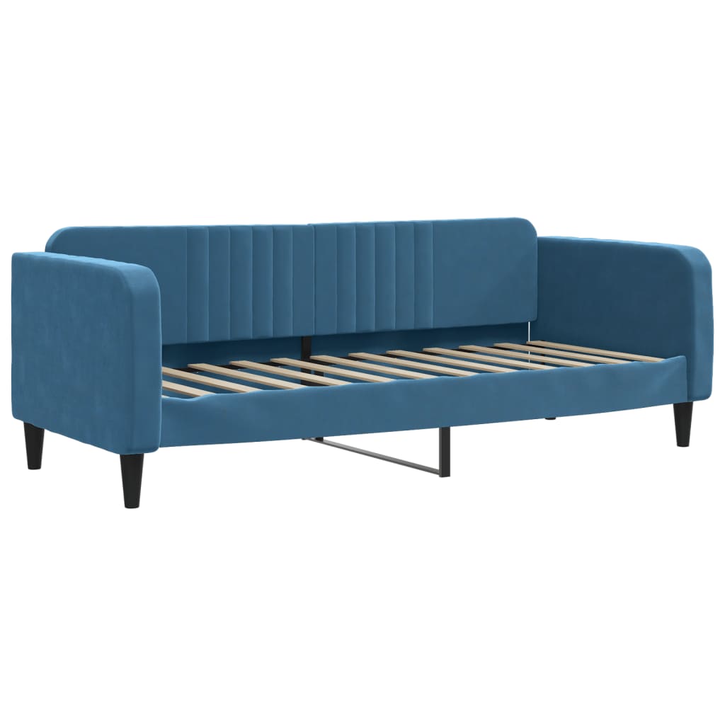 vidaXL Pat de zi cu saltea, albastru, 80x200 cm, catifea vidaXL Pat de zi cu saltea, albastru, 80x200 cm, catifea