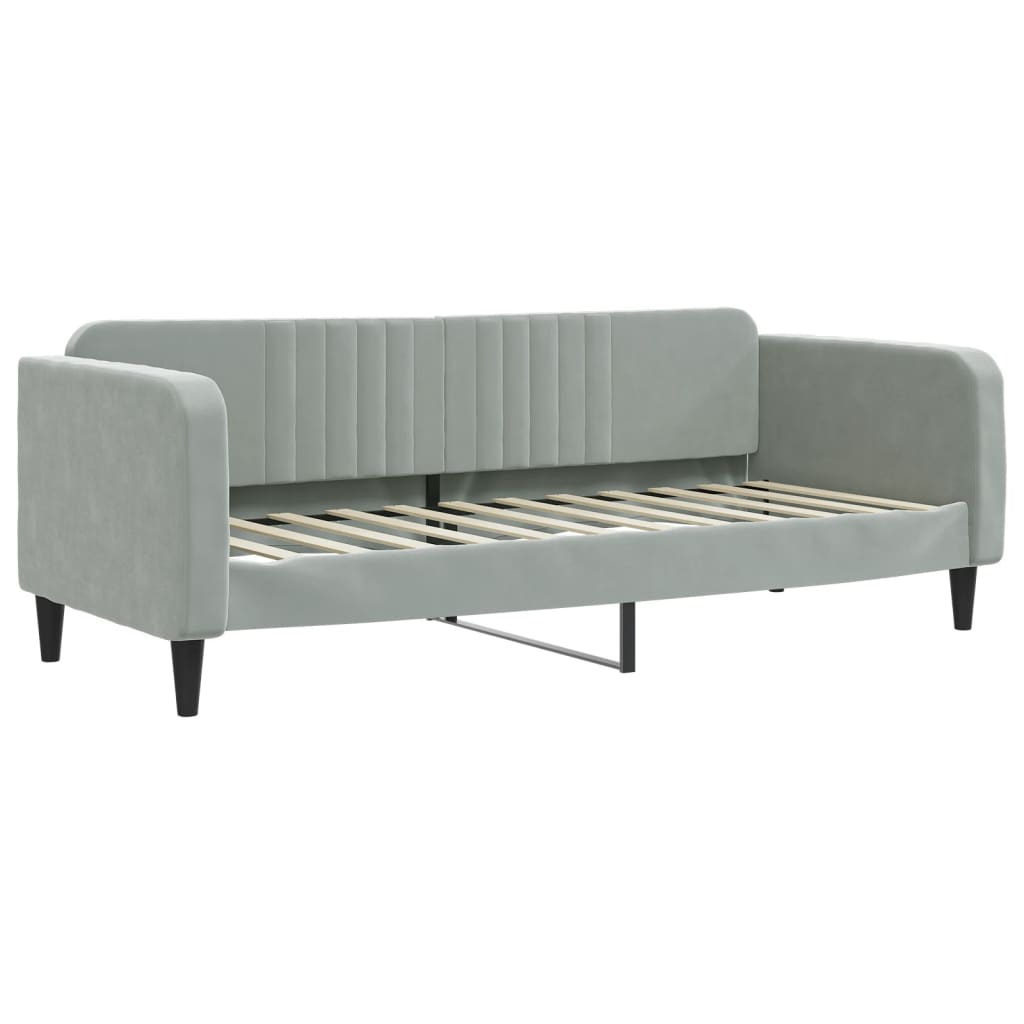 vidaXL Pat de zi cu saltea, gri deschis, 80x200 cm, catifea