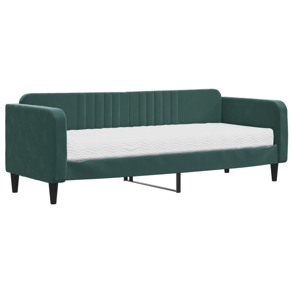 vidaXL Pat de zi cu saltea, verde închis, 80x200 cm, catifea