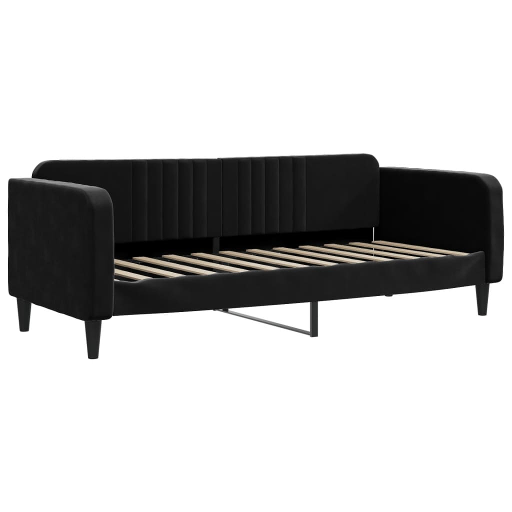 vidaXL Pat de zi cu saltea, negru, 80x200 cm, catifea