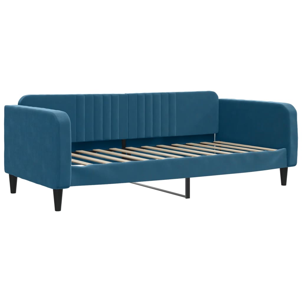 vidaXL Pat de zi cu saltea, albastru, 90x200 cm, catifea vidaXL Pat de zi cu saltea, albastru, 90x200 cm, catifea