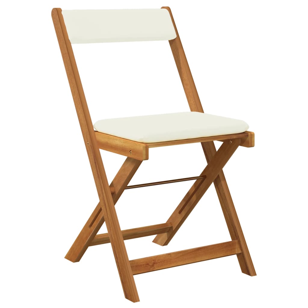 vidaXL Set bistro pliabil cu perne, 3 piese, lemn masiv de acacia vidaXL Set bistro pliabil cu perne, 3 piese, lemn masiv de acacia