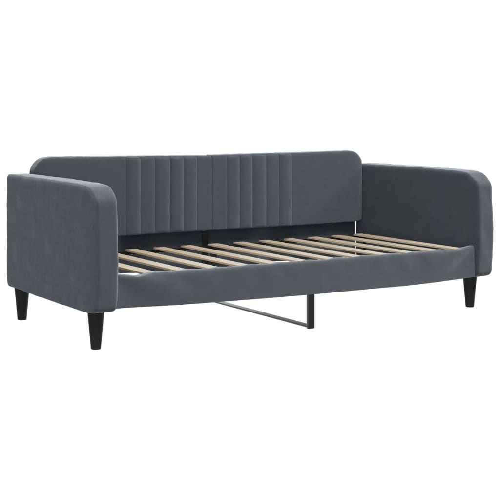 vidaXL Pat de zi cu saltea, gri închis, 90x200 cm, catifea
