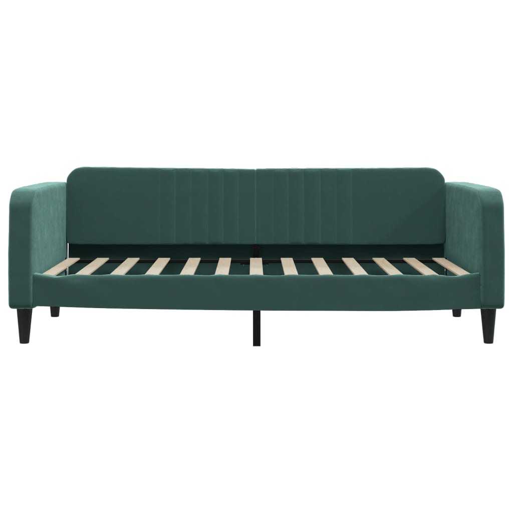 vidaXL Pat de zi cu saltea, verde închis, 90x200 cm, catifea