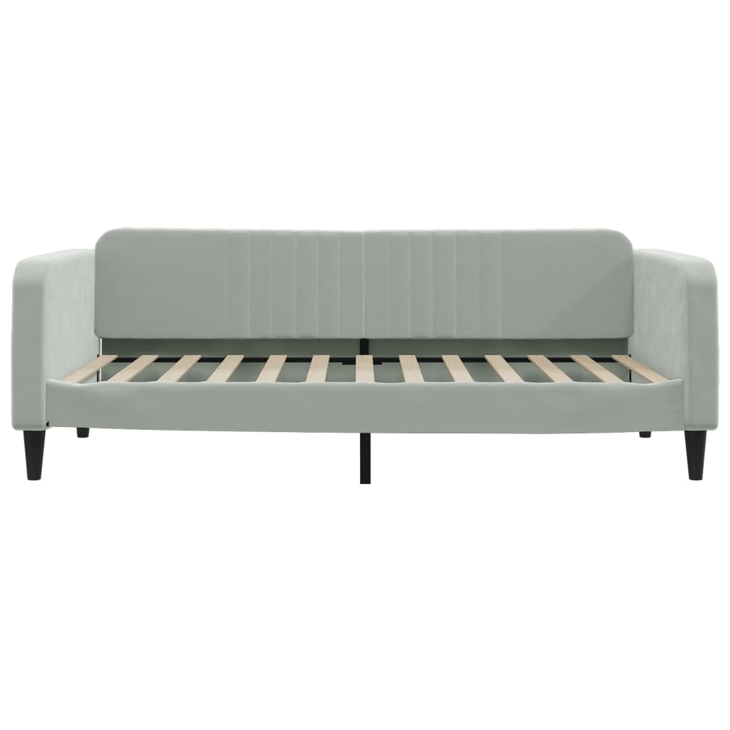 vidaXL Pat de zi cu saltea, gri deschis, 100x200 cm, catifea vidaXL Pat de zi cu saltea, gri deschis, 100x200 cm, catifea