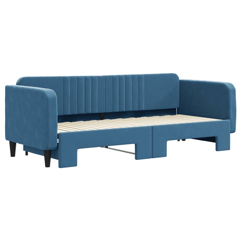 vidaXL Pat de zi cu extensie, albastru, 80x200 cm, catifea