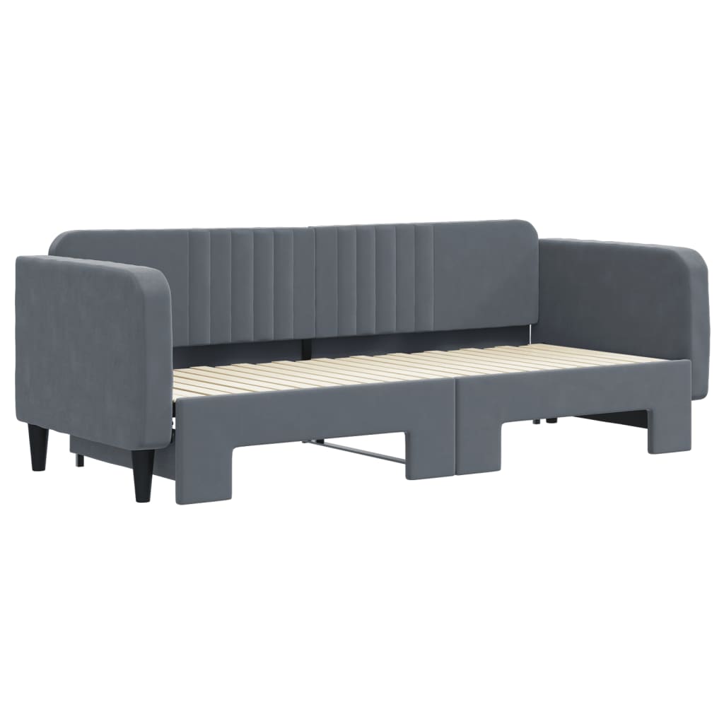 vidaXL Pat de zi cu extensie, gri închis, 80x200 cm, catifea vidaXL Pat de zi cu extensie, gri închis, 80x200 cm, catifea