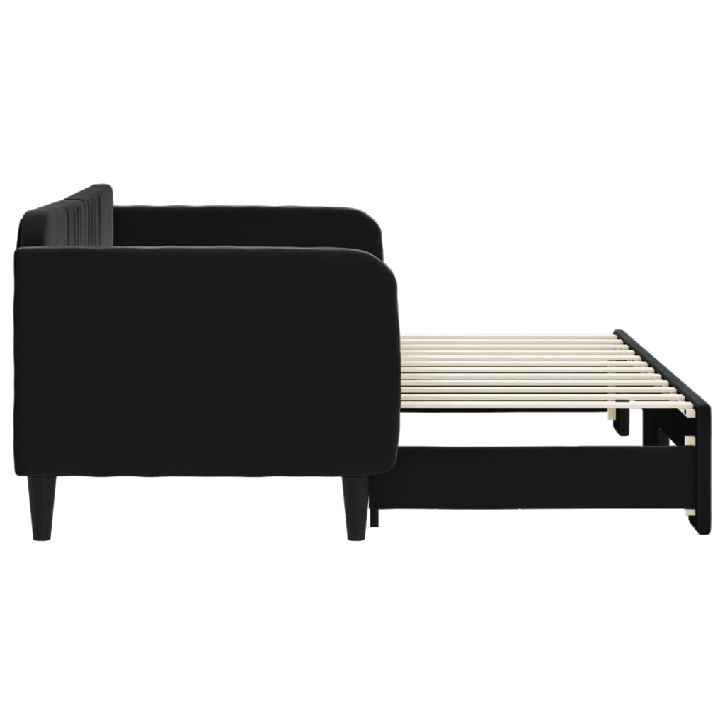 vidaXL Pat de zi cu extensie, negru, 80x200 cm, catifea