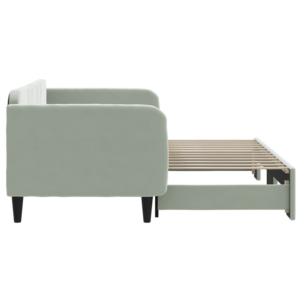 vidaXL Pat de zi cu extensie, gri deschis, 90x200 cm, catifea