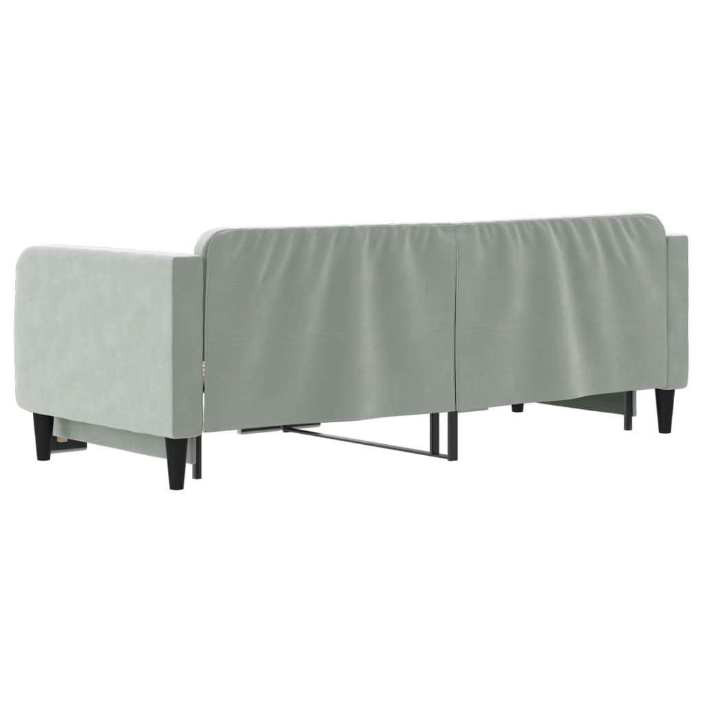 vidaXL Pat de zi cu extensie, gri deschis, 90x200 cm, catifea