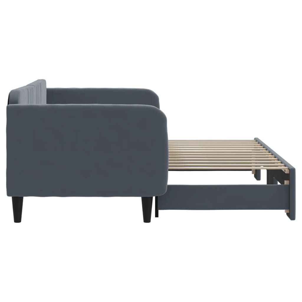 vidaXL Pat de zi cu extensie, gri închis, 90x200 cm, catifea vidaXL Pat de zi cu extensie, gri închis, 90x200 cm, catifea
