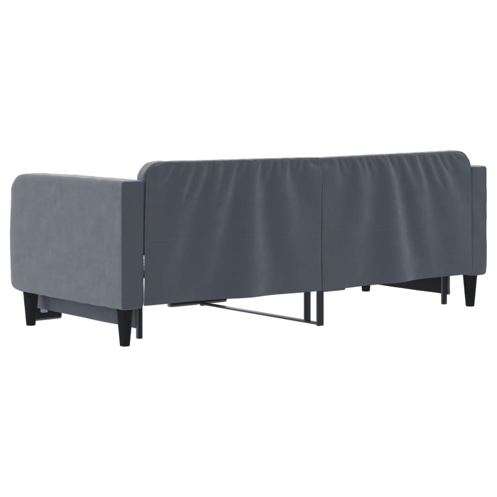 vidaXL Pat de zi cu extensie, gri închis, 90x200 cm, catifea vidaXL Pat de zi cu extensie, gri închis, 90x200 cm, catifea