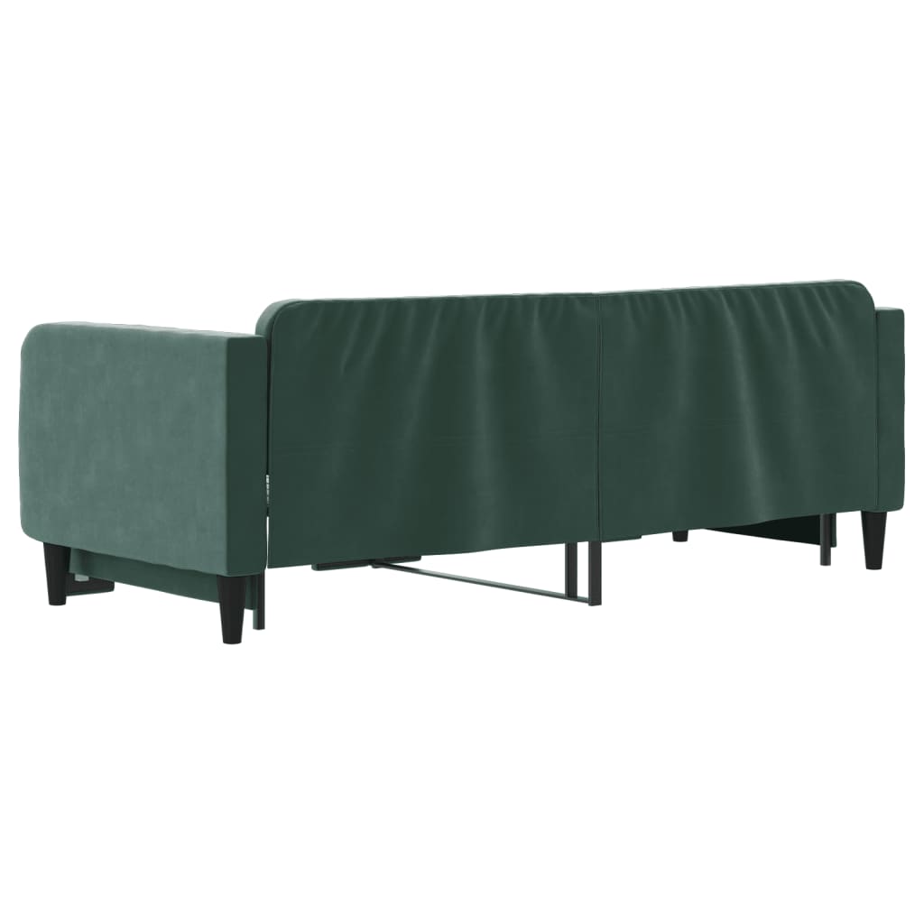 vidaXL Pat de zi cu extensie, verde închis, 90x200 cm, catifea