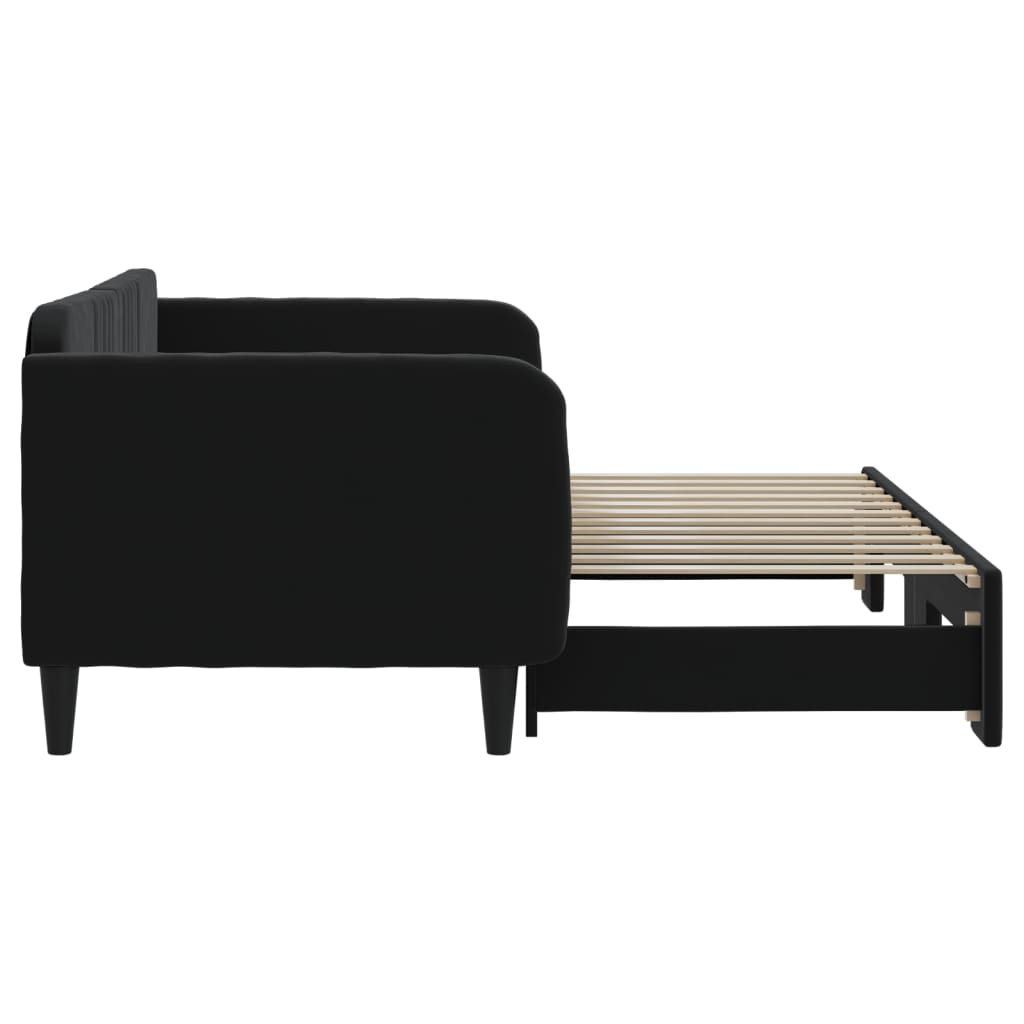vidaXL Pat de zi cu extensie, negru, 90x200 cm, catifea vidaXL Pat de zi cu extensie, negru, 90x200 cm, catifea