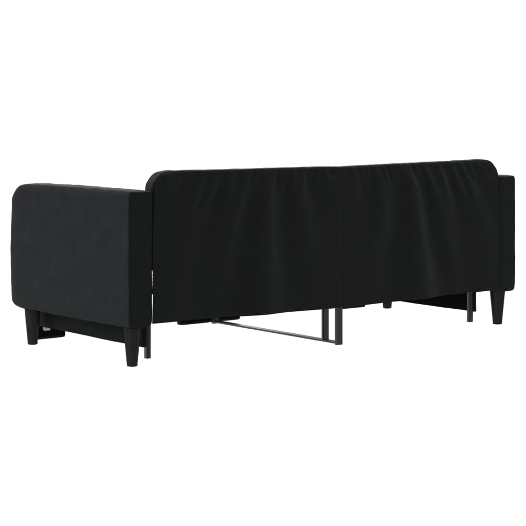 vidaXL Pat de zi cu extensie, negru, 90x200 cm, catifea vidaXL Pat de zi cu extensie, negru, 90x200 cm, catifea