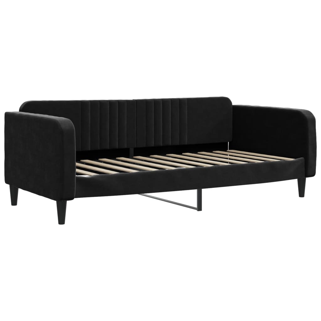 vidaXL Pat de zi cu extensie, negru, 90x200 cm, catifea vidaXL Pat de zi cu extensie, negru, 90x200 cm, catifea