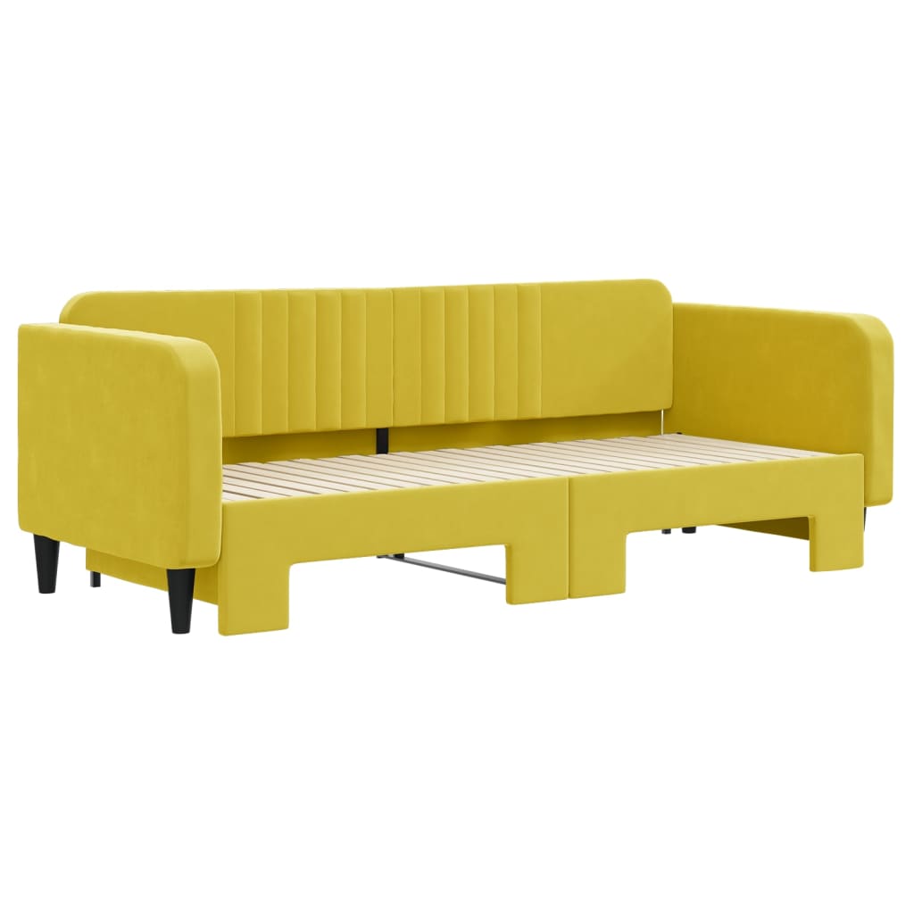 vidaXL Pat de zi cu extensie, galben, 90x200 cm, catifea vidaXL Pat de zi cu extensie, galben, 90x200 cm, catifea