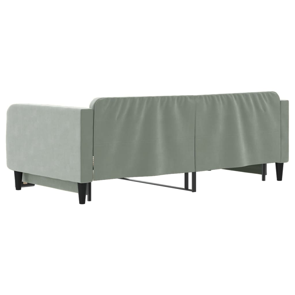 vidaXL Pat de zi cu extensie, gri deschis, 100x200 cm, catifea vidaXL Pat de zi cu extensie, gri deschis, 100x200 cm, catifea