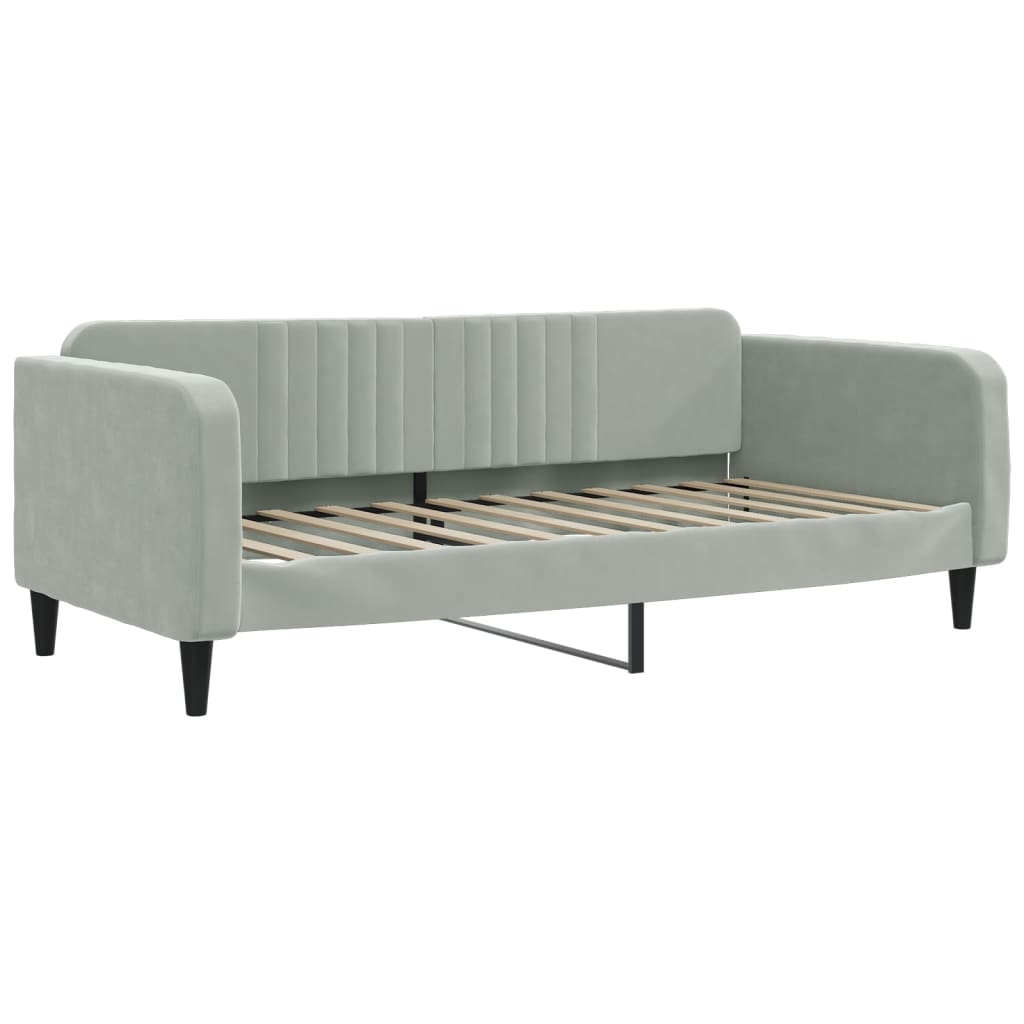 vidaXL Pat de zi cu extensie, gri deschis, 100x200 cm, catifea vidaXL Pat de zi cu extensie, gri deschis, 100x200 cm, catifea