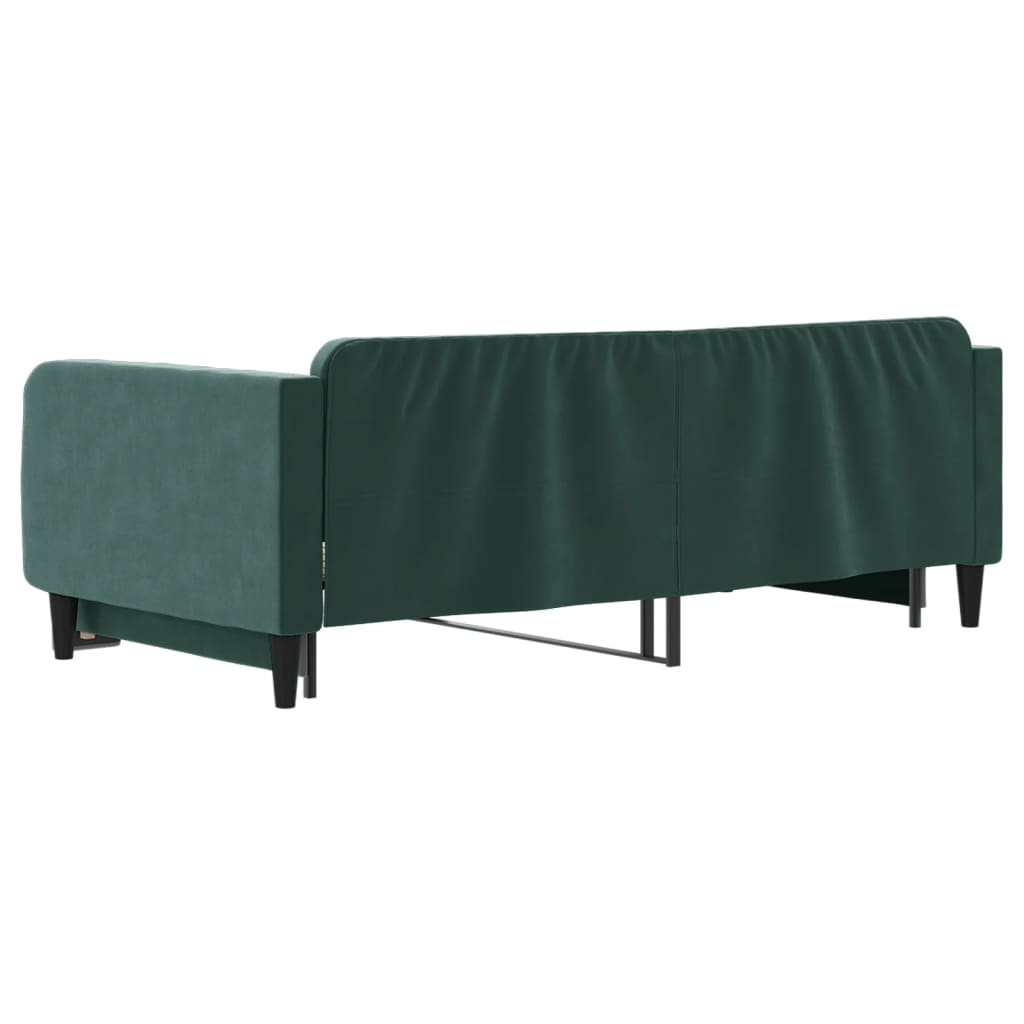 vidaXL Pat de zi cu extensie, verde închis, 100x200 cm, catifea