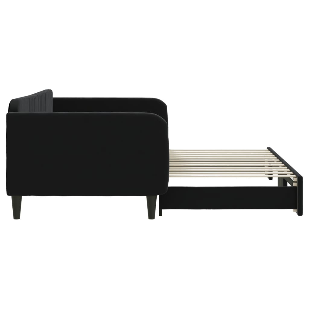 vidaXL Pat de zi cu extensie, negru, 100x200 cm, catifea