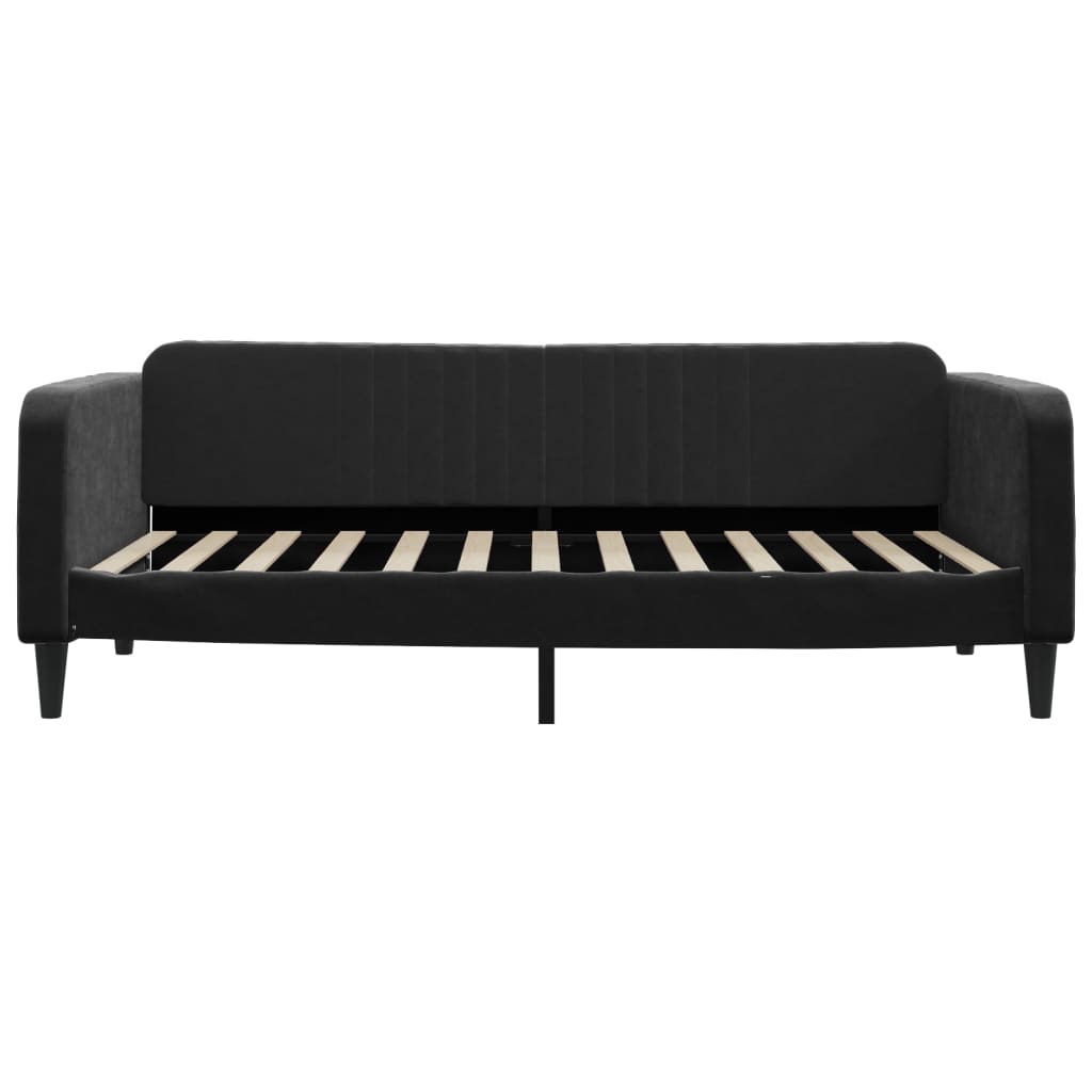 vidaXL Pat de zi cu extensie, negru, 100x200 cm, catifea