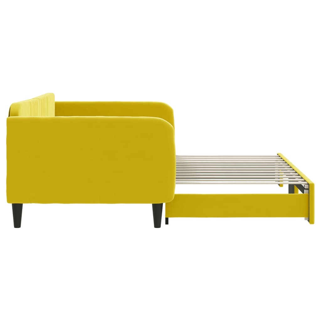 vidaXL Pat de zi cu extensie, galben, 100x200 cm, catifea vidaXL Pat de zi cu extensie, galben, 100x200 cm, catifea