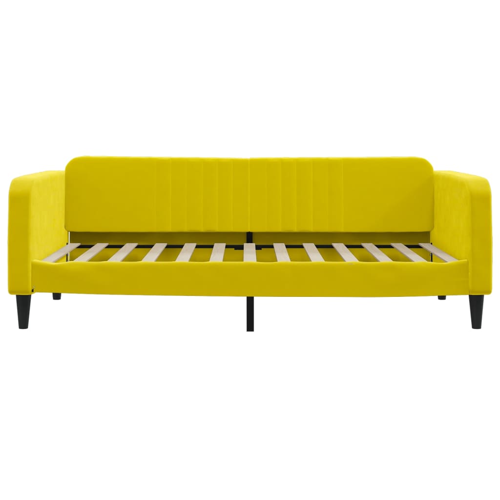 vidaXL Pat de zi cu extensie, galben, 100x200 cm, catifea vidaXL Pat de zi cu extensie, galben, 100x200 cm, catifea