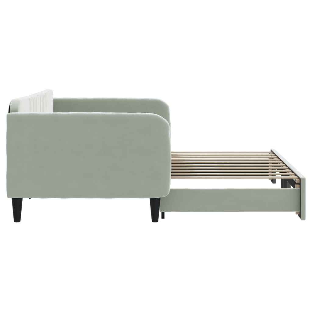 vidaXL Pat de zi cu extensie, gri deschis, 90x190 cm, catifea