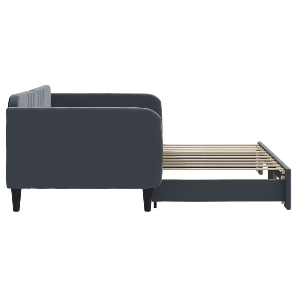 vidaXL Pat de zi cu extensie, gri închis, 90x190 cm, catifea vidaXL Pat de zi cu extensie, gri închis, 90x190 cm, catifea