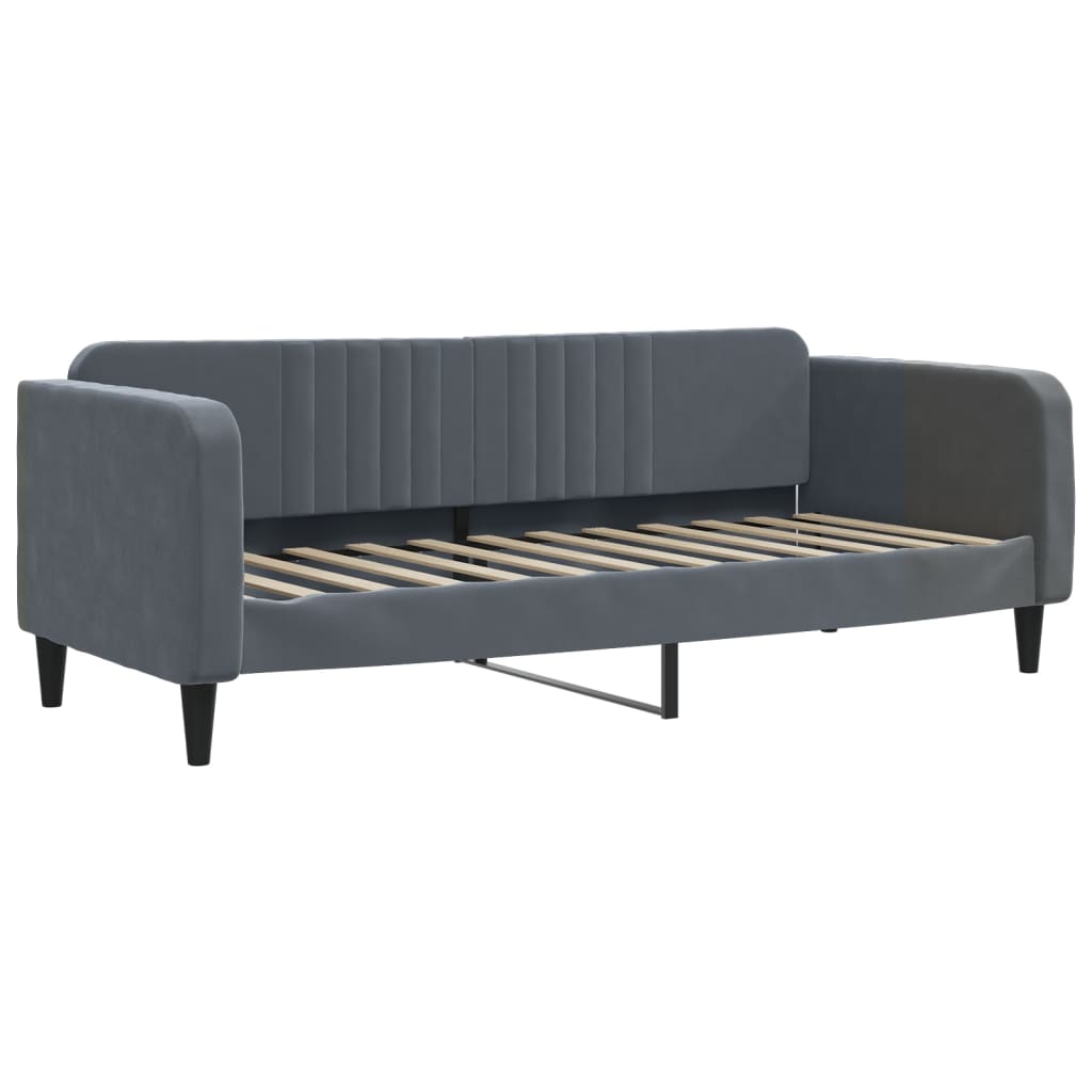 vidaXL Pat de zi cu extensie, gri închis, 90x190 cm, catifea vidaXL Pat de zi cu extensie, gri închis, 90x190 cm, catifea